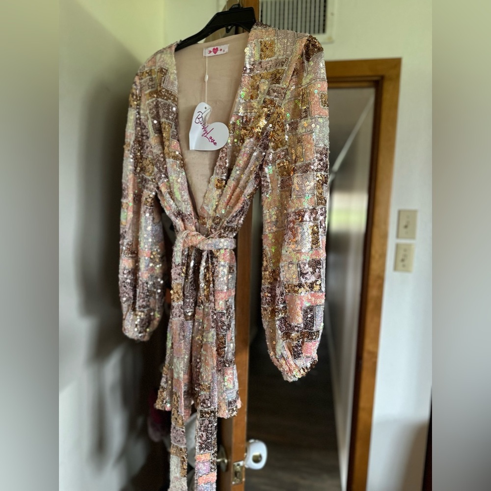 COPY - NWT Buddy Love Adeline Sequin Wrap Dress - Picture 4 of 6